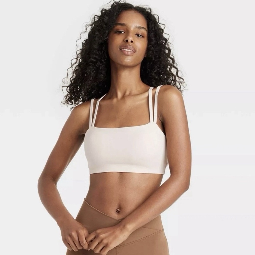 JoyLab Women's Square Neck Strappy Sports Bra Moon L